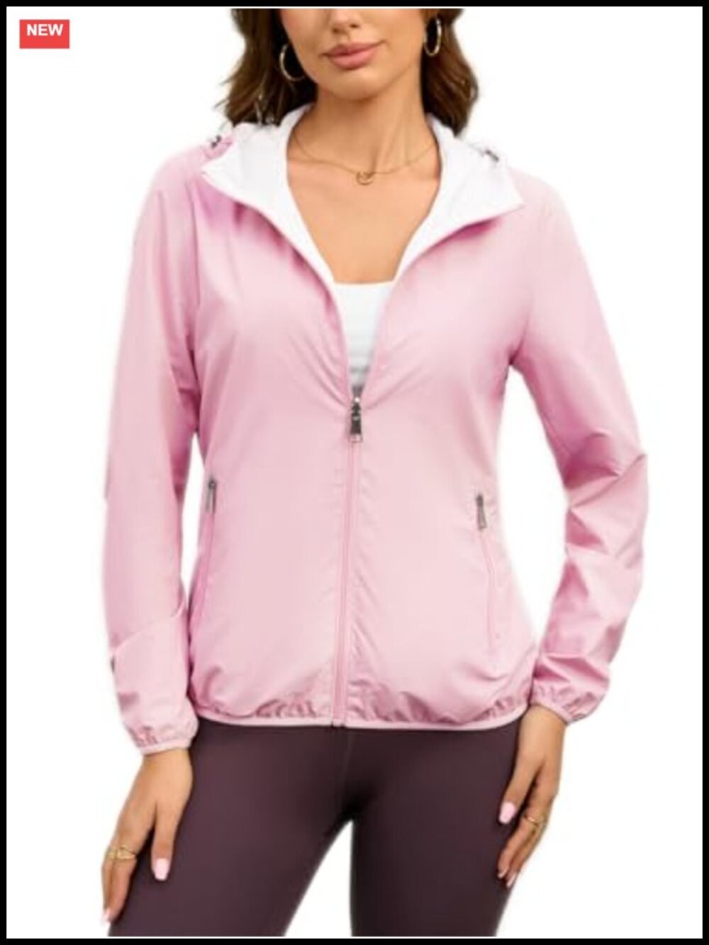 Reversible Waterproof Rain Jacket Lightweight Windbreaker Outdoor Hooded